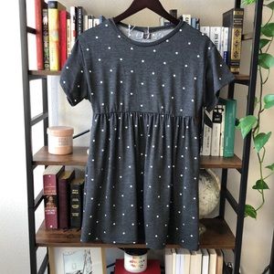 Gray Polkadot Babydoll Dress